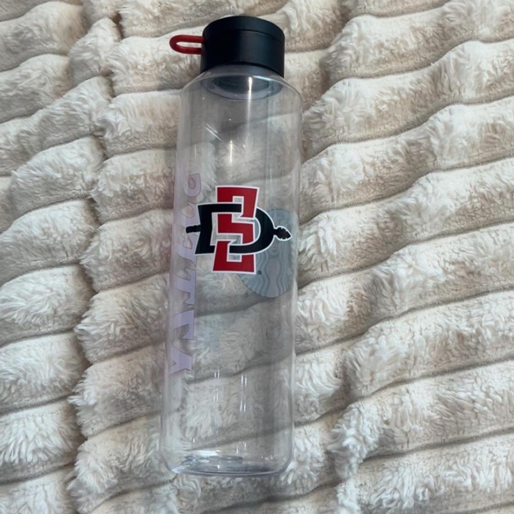 Starbucks Clear Bottle with Black Cap and Red Accent